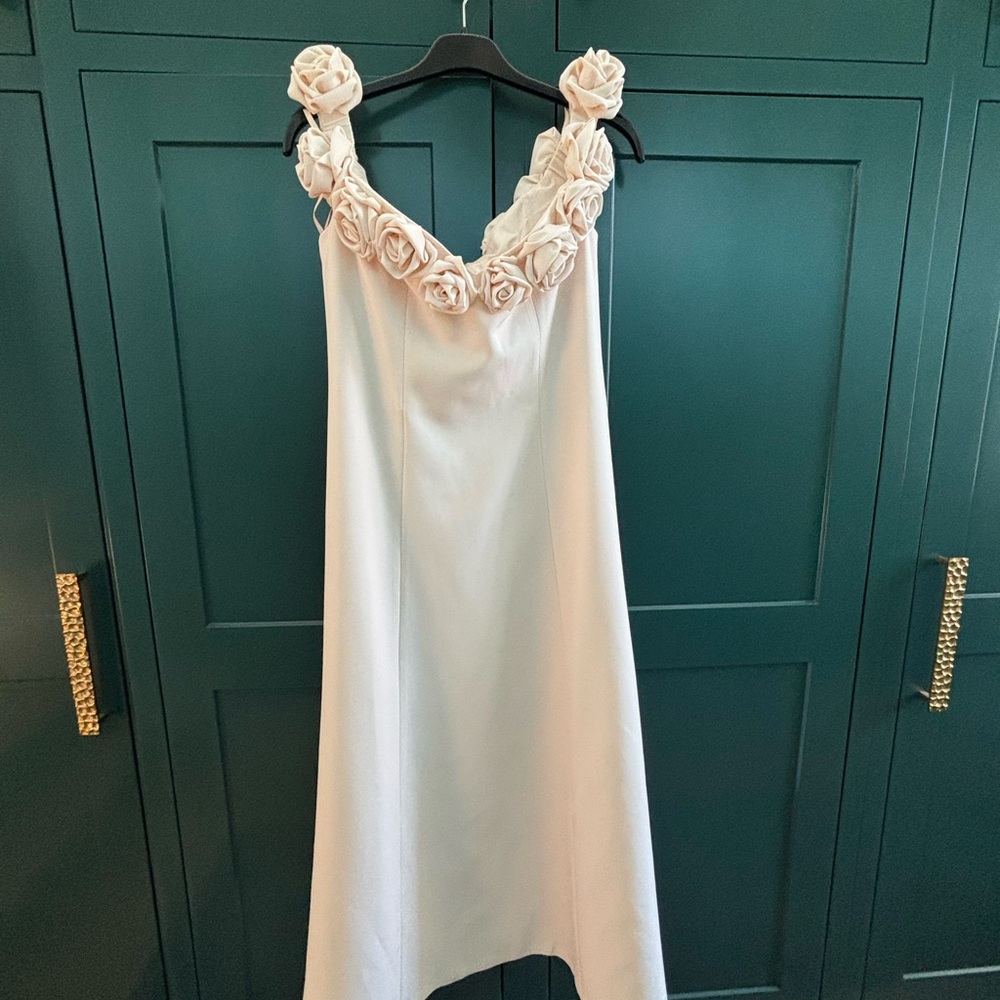 Leo Lin “Annette” Cream Wedding Dress with Elegant Rose Details